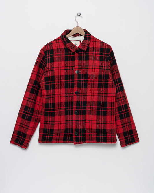 La Paz Baptista Classic Worker Jacket Red Black Checks Wool