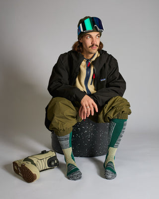 Behind The Pines Performance Snow Sock Merino Green Steel