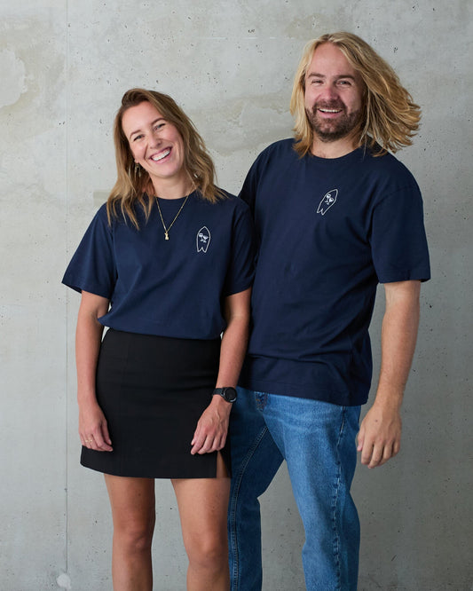 Behind The Pines x B.R.A.S.C.O Embroided Fish Club Tee Navy