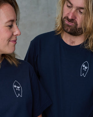 Behind The Pines x B.R.A.S.C.O Embroided Fish Club Tee Navy