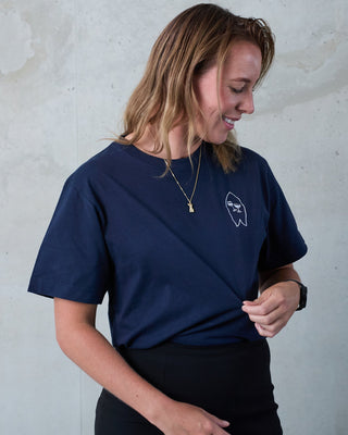 Behind The Pines x B.R.A.S.C.O Embroided Fish Club Tee Navy