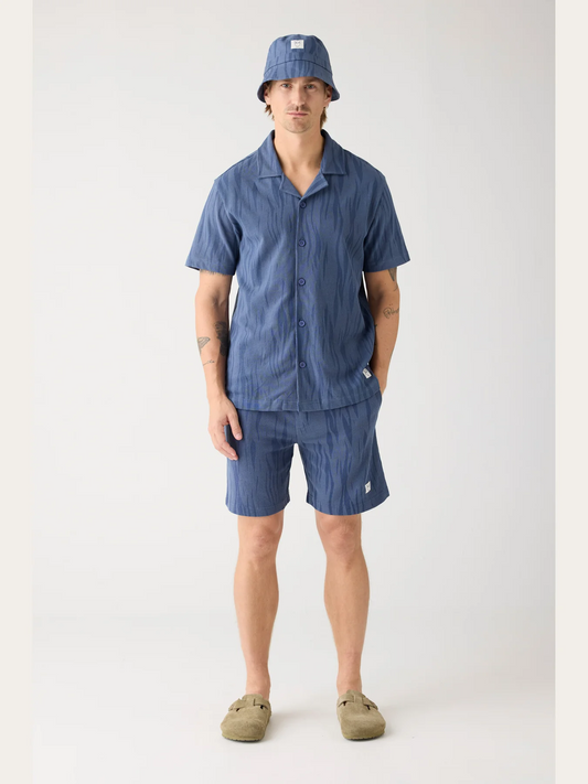 KnowledgeCotton Apparel Boucle Loose fit Northern Lights Shirt BLue