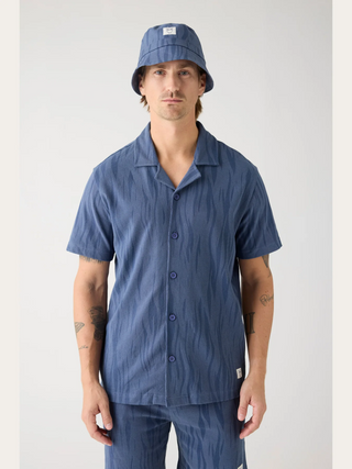 KnowledgeCotton Apparel Boucle Loose fit Northern Lights Shirt BLue
