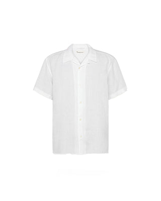 KnowledgeCotton Apparel Box S/S Linen Shirt Bright White