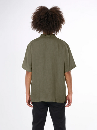 KnowledgeCotton Apparel Box S/S Linen Shirt Burned Olive