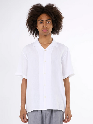 KnowledgeCotton Apparel Box S/S Linen Shirt Bright White