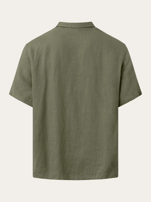 KnowledgeCotton Apparel Box S/S Linen Shirt Burned Olive