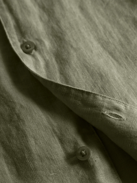 KnowledgeCotton Apparel Box S/S Linen Shirt Burned Olive
