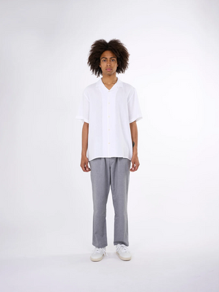 KnowledgeCotton Apparel Box S/S Linen Shirt Bright White