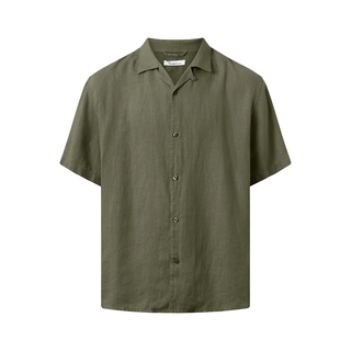 KnowledgeCotton Apparel Box S/S Linen Shirt Burned Olive