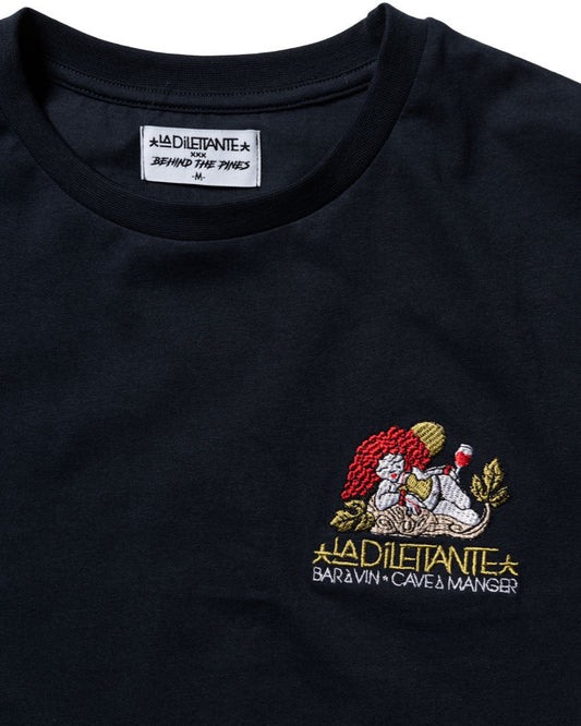 Behind The Pines x La Dilettante Embroided Tee Navy