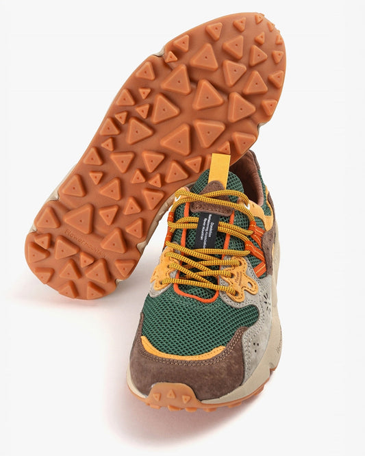 Flower Mountain Yamano 3 Uni Suede Nylon Mesh Taupe / Green / Ocra