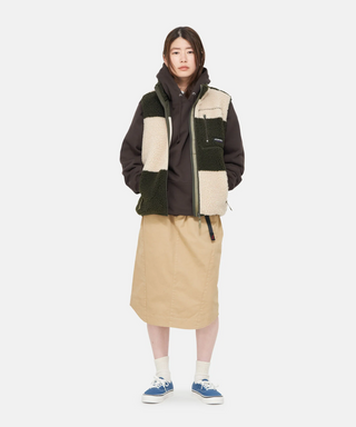 Gramicci Checkered Sherpa Vest Natural / Olive Check