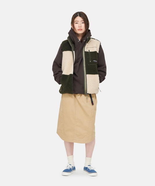 Gramicci Checkered Sherpa Vest Natural / Olive Check