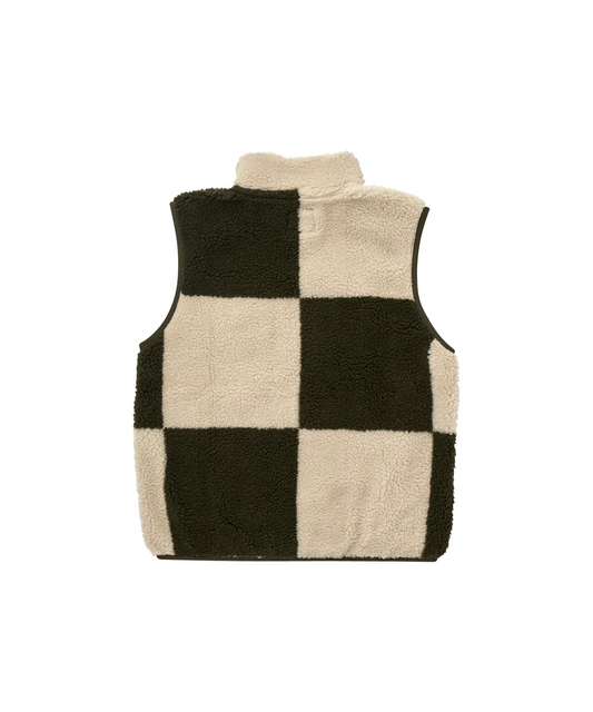 Gramicci Checkered Sherpa Vest Natural / Olive Check