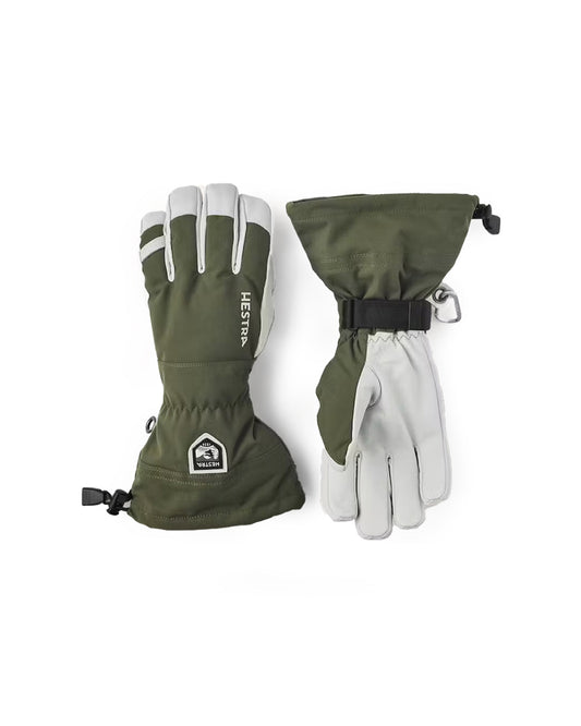 Hestra Army Leather Heli Ski 5 Finger Glove Olive