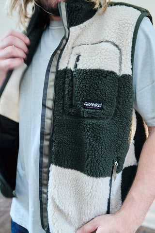 Gramicci Checkered Sherpa Vest Natural / Olive Check