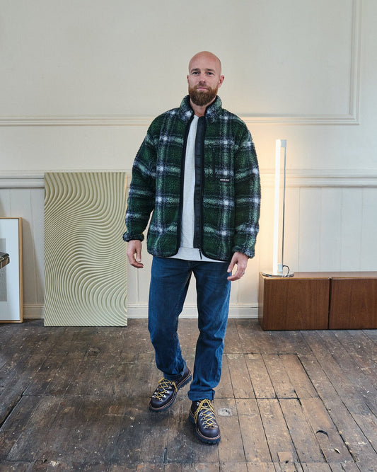 Gramicci Shadow Plaid Sherpa Jacket Olive