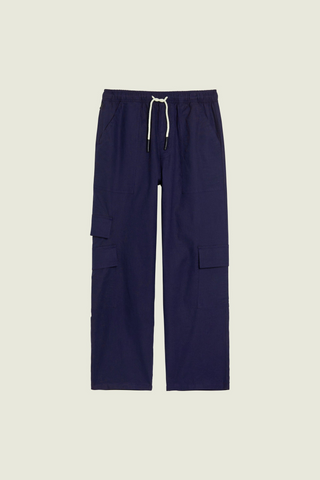 OAS Cargo Linen Trousers Blue