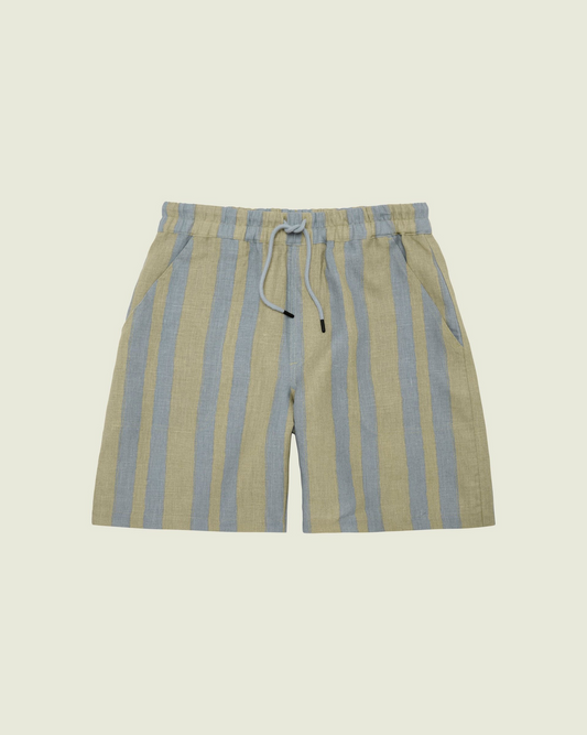 OAS Mist Strata Nicola Linen Shorts Striped – Breezy Linen Summer Shorts