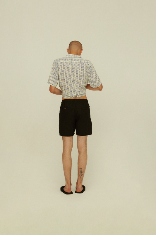 OAS Black Linen Shorts Black