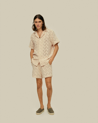 Atlas Cuba Crochet Shirt - Resort Collar and Geometric Pattern