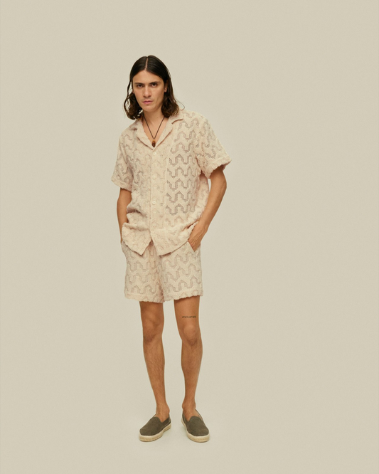Atlas Cuba Crochet Shirt - Resort Collar and Geometric Pattern