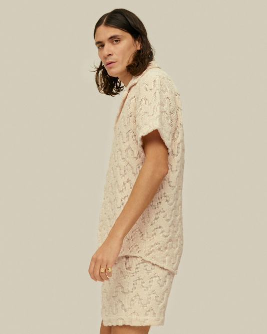 Atlas Cuba Crochet Shirt - Resort Collar and Geometric Pattern