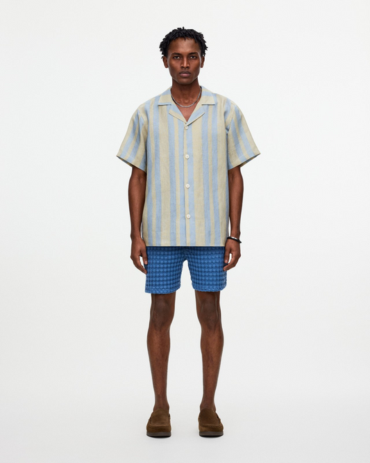 OAS Mist Strata Cuba Linen Shirt - Airy Striped Design