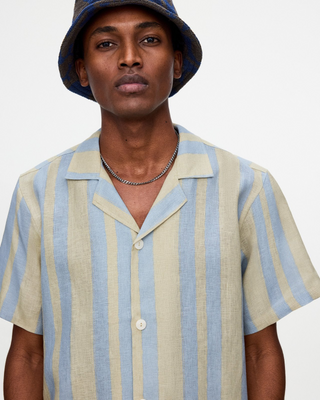 OAS Mist Strata Cuba Linen Shirt - Airy Striped Design