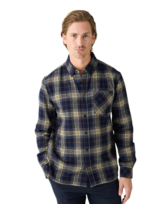 Knowledge Cotton Apparel Check Flannel Shirt Blue Check