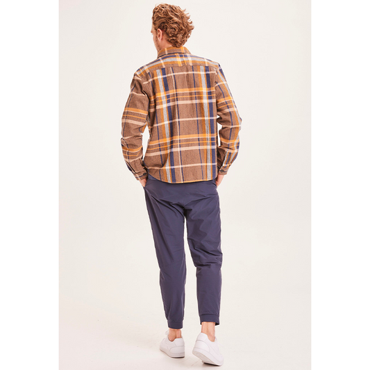 KnowledgeCotton Apparel Pine Check Overshirt Total Eclipse