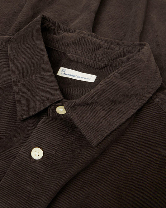 Knowledge Cotton Apparel Corduroy Shirt Chocolate Torte