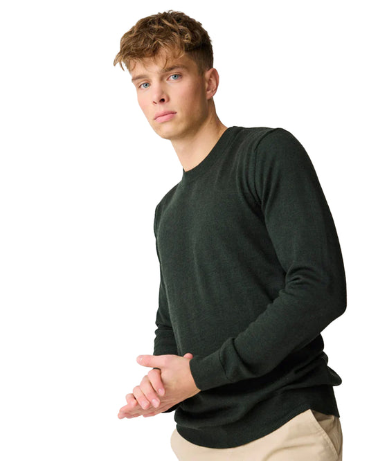 KnowledgeCotton Apparel Merino Crew Neck Sweater Dark Grey