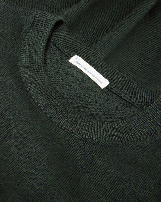 Knowledge Cotton Apparel Merino Crew Neck Sweater Forrest Night