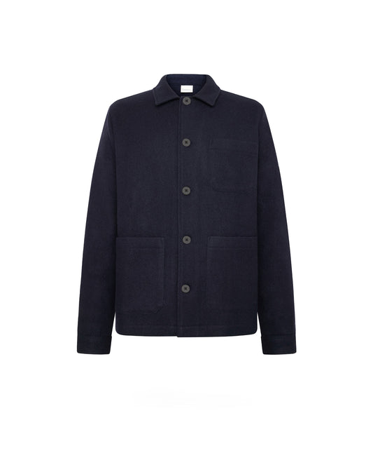 Knowledge Cotton Apparel Merino Overshirt Night Sky