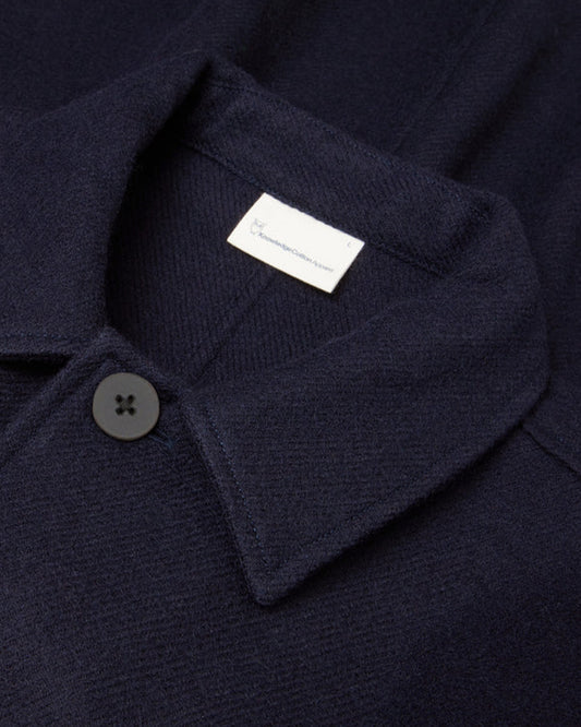 Knowledge Cotton Apparel Merino Overshirt Night Sky