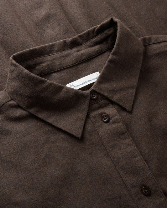 Knowledge Cotton Apparel Organic Cotton Flannel Shirt GOTS Chocolate Torte