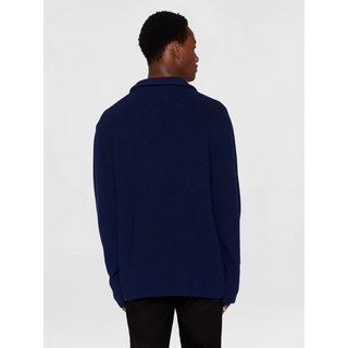 KnowledgeCotton Apparel Half Neck Zip Merino Wool Rib Knit Total Eclipse