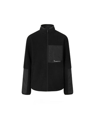 KnowledgeCotton Apparel Knitted Fleece Jacket Black Jet