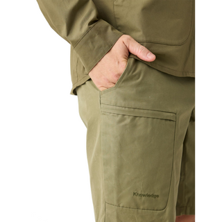 KnowledgeCotton Apparel Vent Canvas 200 Classic Shorts Olive Green – GOTS & Vegan Organic Cotton Men’s Shorts