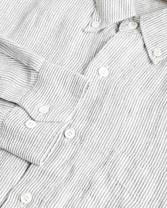 La Paz Bastos Smoked Pearl Linen St Grey Linen Shirt