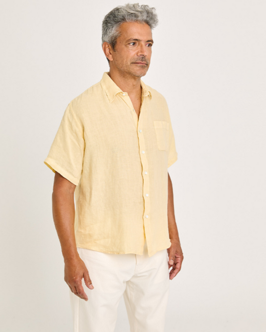 La Paz Roque Pale Yellow Linen Yellow Linen Shirt