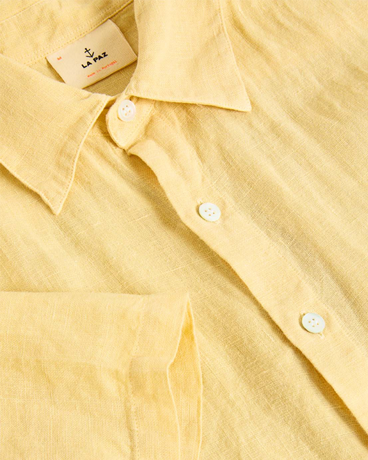 La Paz Roque Pale Yellow Linen Yellow Linen Shirt