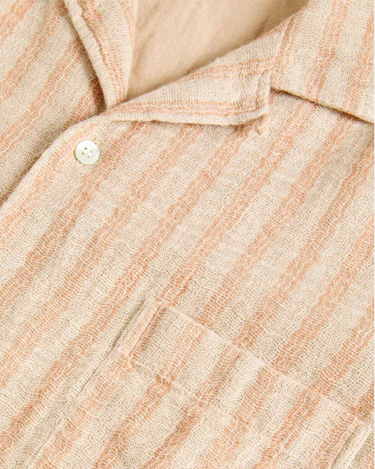 La Paz Silveira Clay Stripes Beige Striped Linen Shirt
