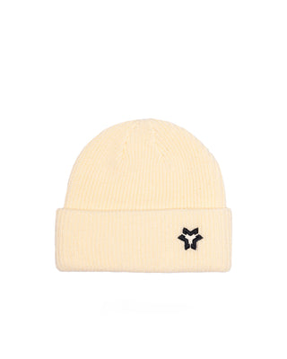 method star beanie creme color front