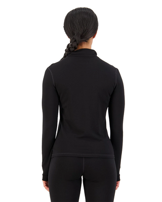 Mons Royale Womens Cascade Merino Flex 200 1/4 Zip Black
