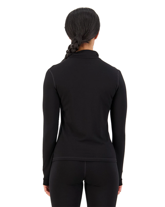 Mons Royale Womens Cascade Merino Flex 200 1/4 Zip Black