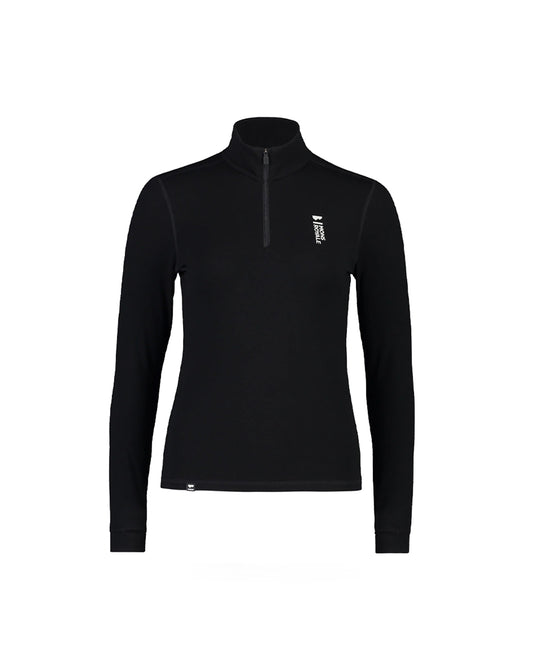 Mons Royale Womens Cascade Merino Flex 200 1/4 Zip Black