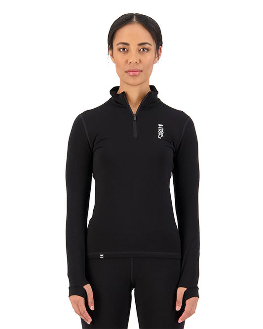 Mons Royale Womens Cascade Merino Flex 200 1/4 Zip Black